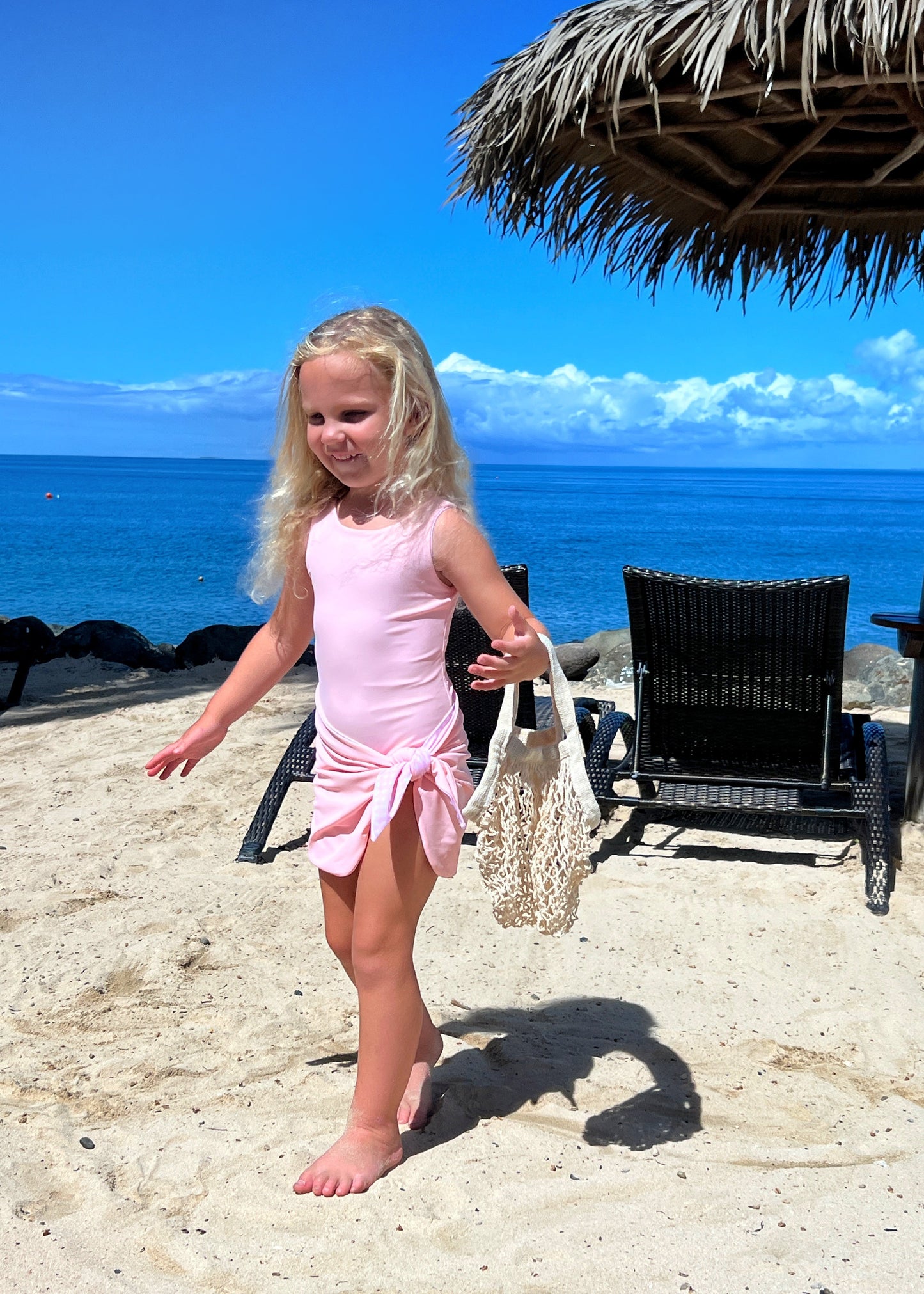 reversible girls swimsuit gignham print with matching swim skirt swim sarong